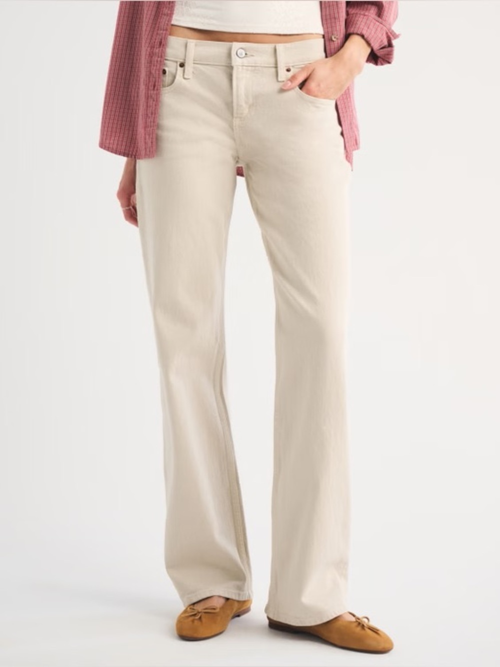 Abercrombie & Fitch Beige Low-Rise 90's Relaxed Straight Pants